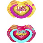 Silicone Symmetrical Soothers NEON LOVE 6-18m 22/ 653 Pink 2pcs
