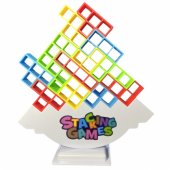Tetris Tower Balancing Skill Game 48 Blocks 22 Color Cards