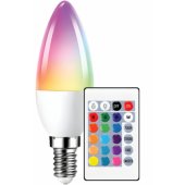 6W C37 E14 3000k RGB with remote control